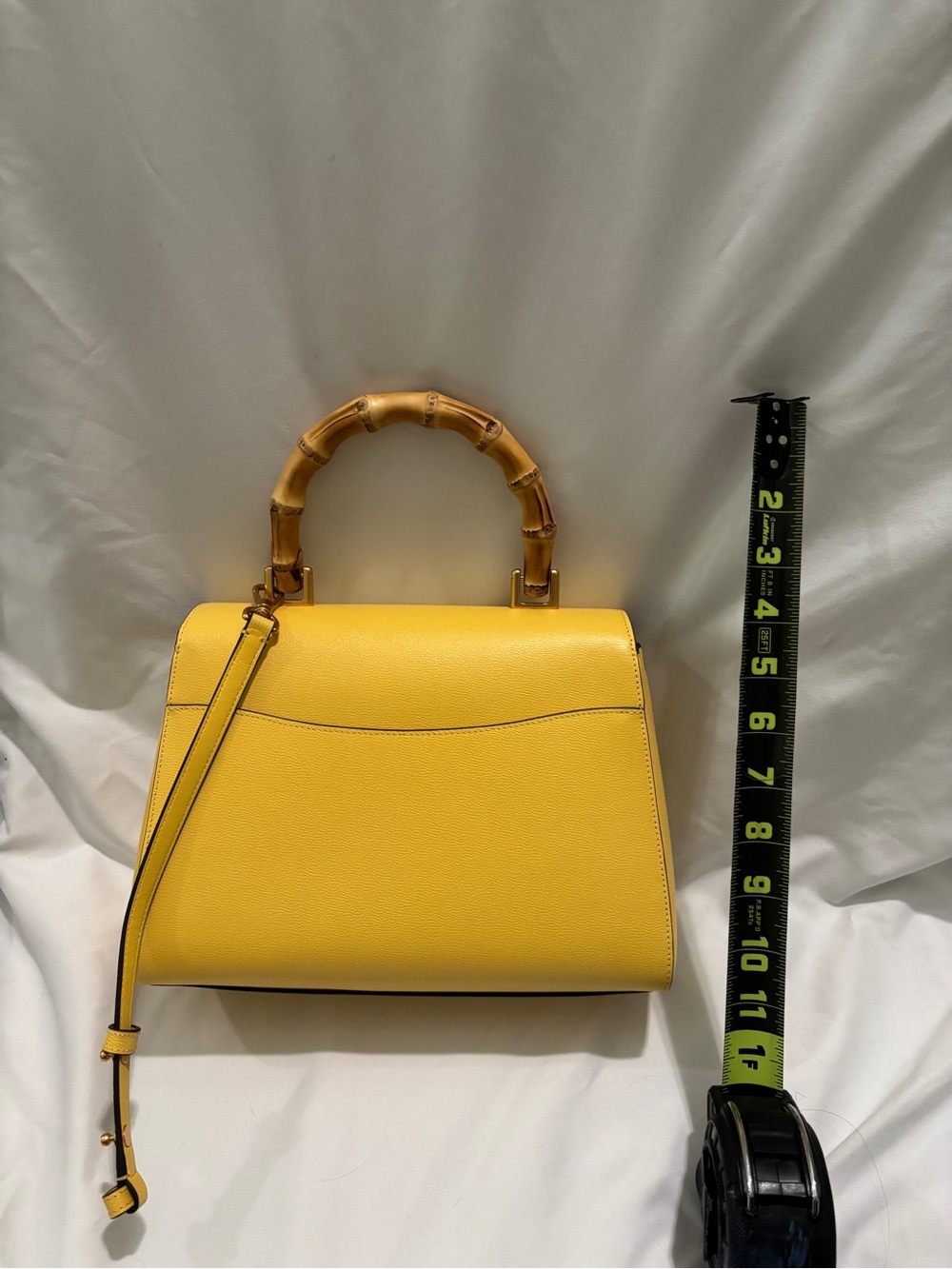 kate spade Yellow Leather Satchel with Bamboo Top Handle - Picture 4 of 6
